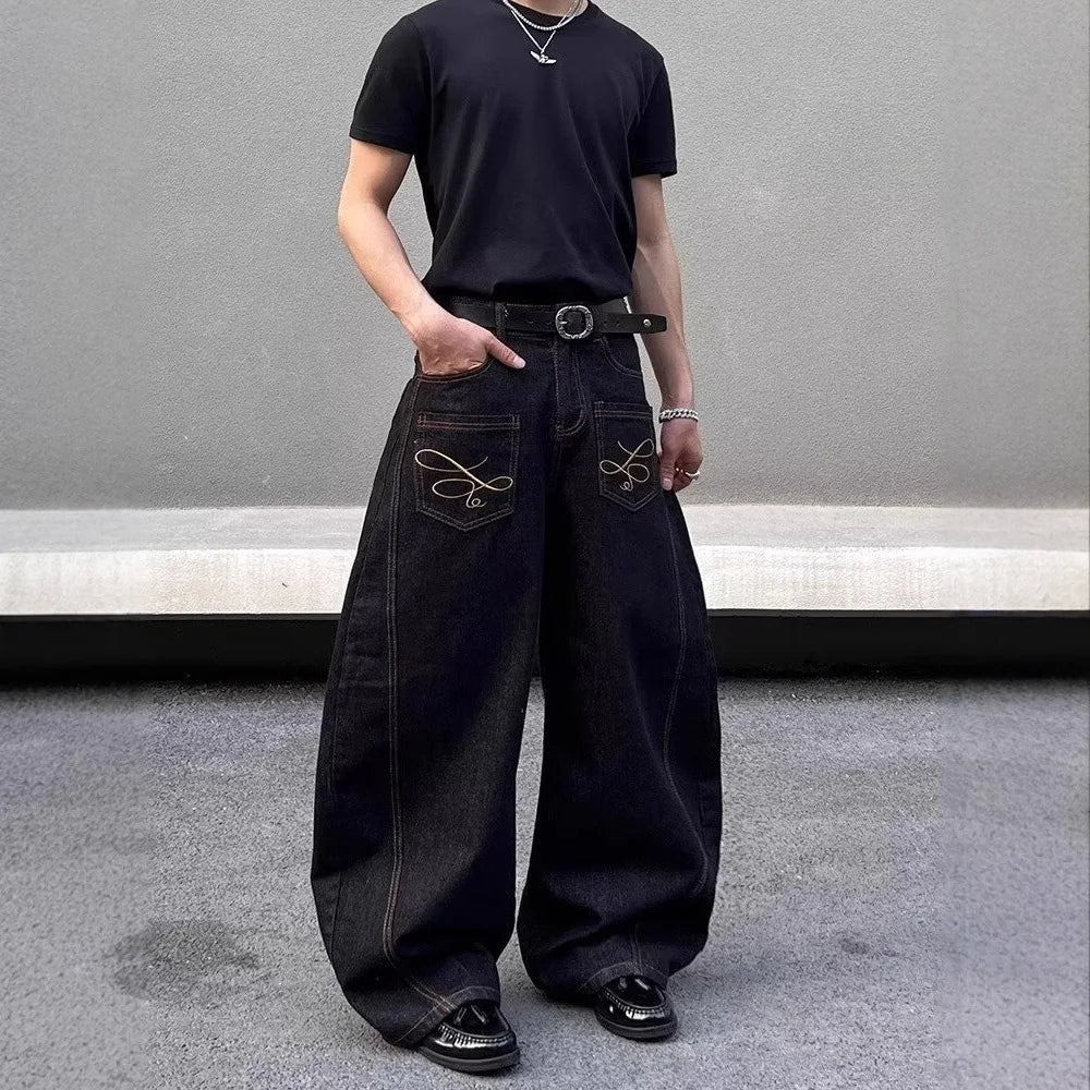 RETRO LOOSE FIT JEANS MIT TASCHENDEKOR