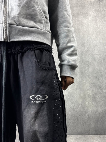 ONYX RHINESTONE SWEATPANTS - BLACK