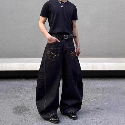 RETRO LOOSE FIT JEANS MIT TASCHENDEKOR