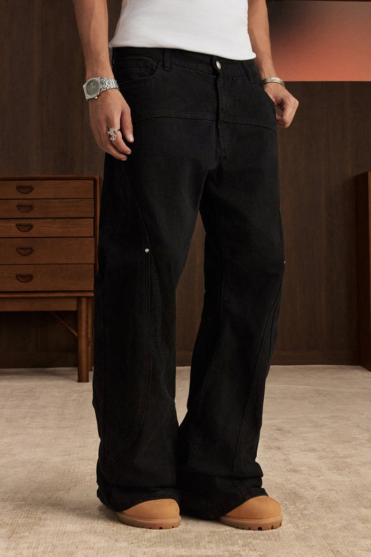 STK FLARED DECONSTRUCTED PANTS BLACK