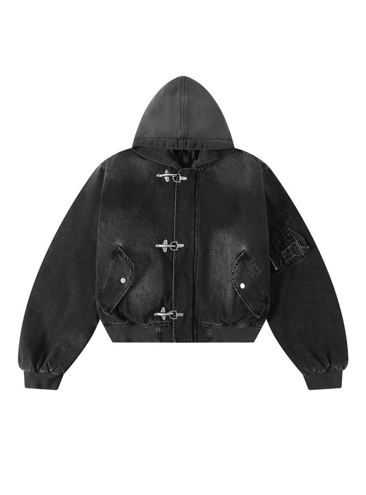 Shadow Grey Washed Hooded Bomber