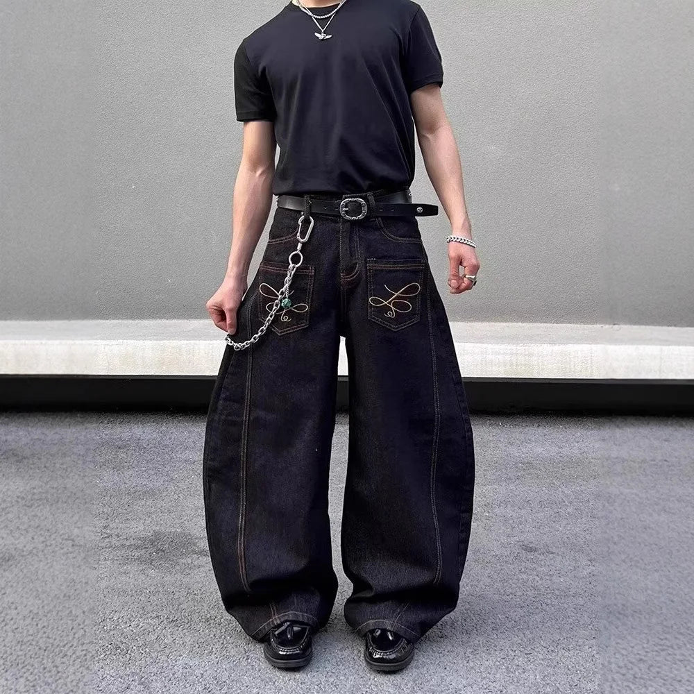 RETRO LOOSE FIT JEANS MIT TASCHENDEKOR