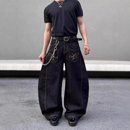 RETRO LOOSE FIT JEANS MIT TASCHENDEKOR