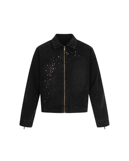 CROPPED DENIM DIAMOND JACKET