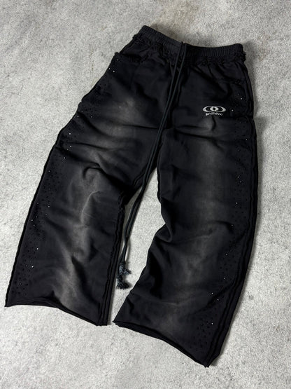 ONYX RHINESTONE SWEATPANTS - BLACK